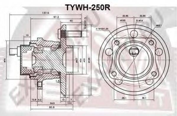 ASVA TYWH250R Маточина колеса