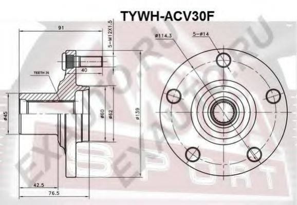 ASVA TYWHACV30F Маточина колеса