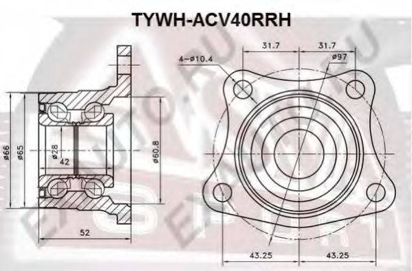 ASVA TYWHAE100R Маточина колеса