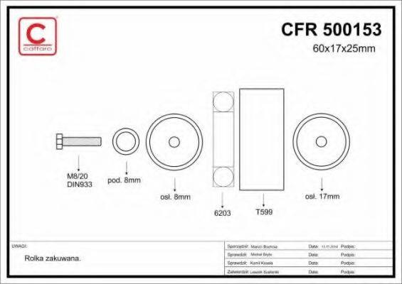 CAFFARO 500153 Паразитний / провідний ролик, полікліновий ремінь