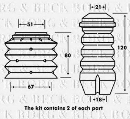 BORG & BECK BPK7048 Пилозахисний комплект, амортизатор