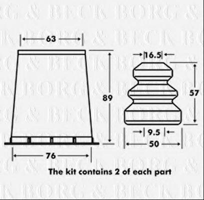 BORG & BECK BPK7015 Пилозахисний комплект, амортизатор