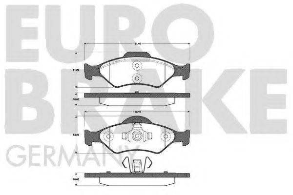 EUROBRAKE 5502222556 Комплект гальмівних колодок, дискове гальмо