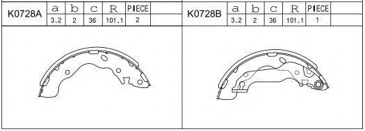 ASIMCO K0728 Комплект гальмівних колодок