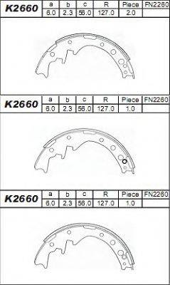 ASIMCO K2660 Комплект гальмівних колодок