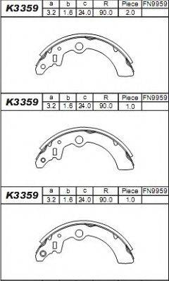 ASIMCO K3359 Комплект гальмівних колодок