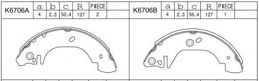 ASIMCO K6706 Комплект гальмівних колодок
