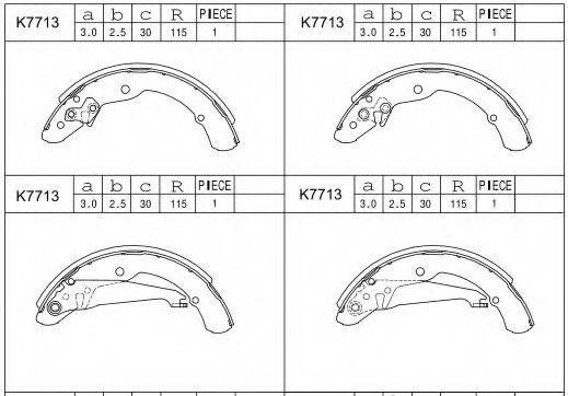 ASIMCO K7713 Комплект гальмівних колодок