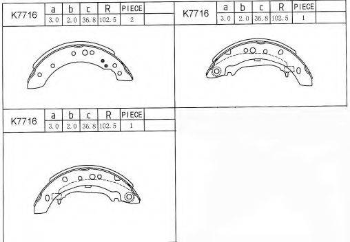 ASIMCO K7716 Комплект гальмівних колодок