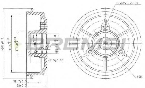 BREMSI DR5024 Гальмівний барабан