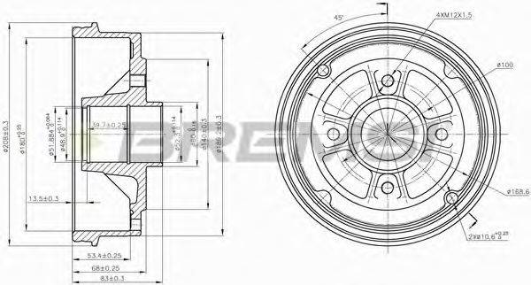 BREMSI DR5395 Гальмівний барабан