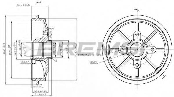 BREMSI DR5637 Гальмівний барабан