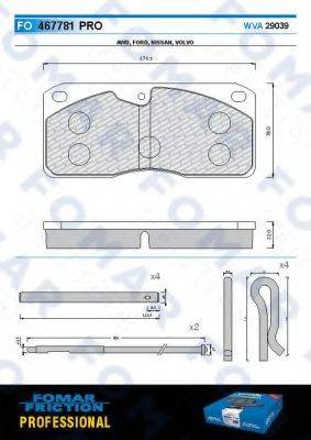 FOMAR FRICTION FO467781 Комплект гальмівних колодок, дискове гальмо