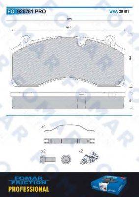 FOMAR FRICTION FO925781 Комплект гальмівних колодок, дискове гальмо