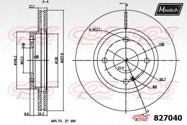 MAXTECH 8270400000 гальмівний диск