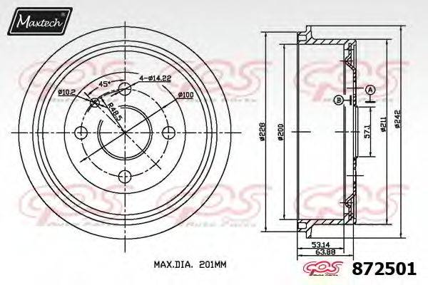 MAXTECH 8725010000 Гальмівний барабан