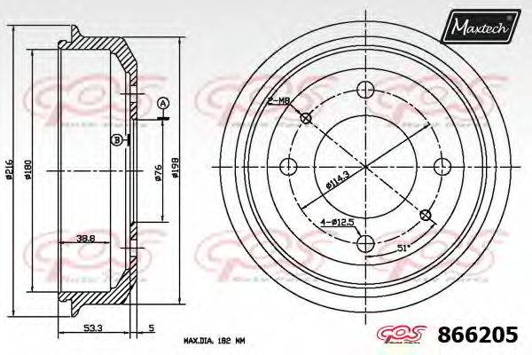 MAXTECH 8662050000 Гальмівний барабан