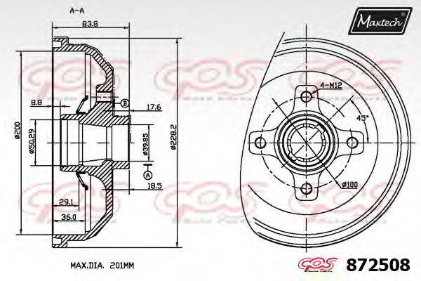 MAXTECH 8725080000 Гальмівний барабан