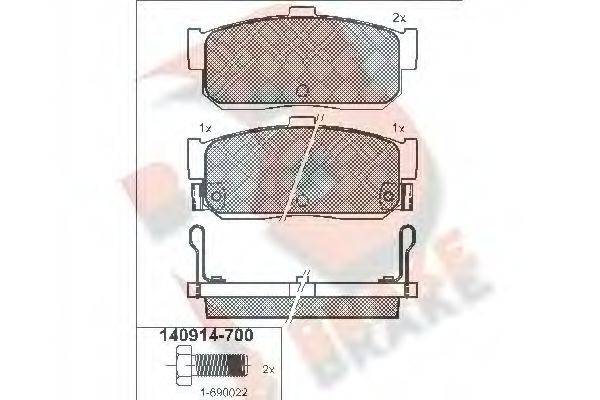 R BRAKE RB0914 Комплект гальмівних колодок, дискове гальмо