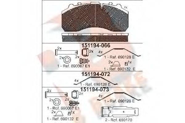 R BRAKE RB1194066 Комплект гальмівних колодок, дискове гальмо