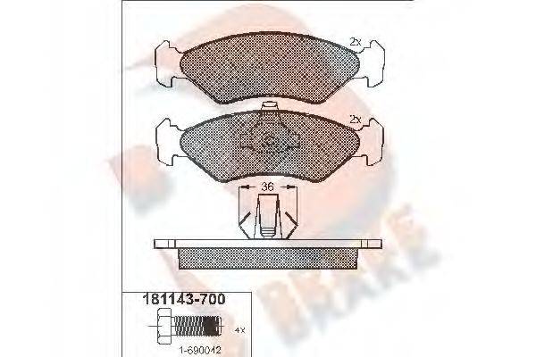 R BRAKE RB1143700 Комплект гальмівних колодок, дискове гальмо