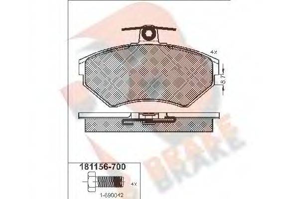 R BRAKE RB1156700 Комплект гальмівних колодок, дискове гальмо