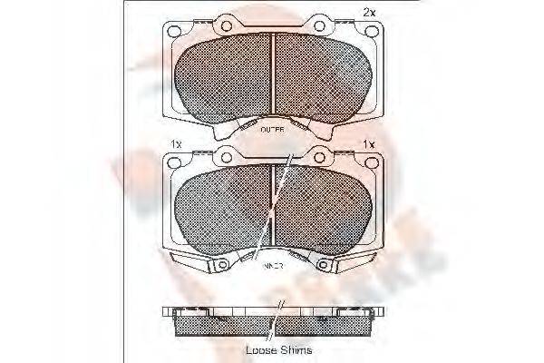 R BRAKE RB1665 Комплект гальмівних колодок, дискове гальмо