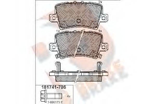 R BRAKE RB1741 Комплект гальмівних колодок, дискове гальмо