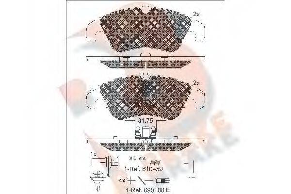 R BRAKE RB1862 Комплект гальмівних колодок, дискове гальмо