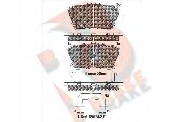 R BRAKE RB2147 Комплект гальмівних колодок, дискове гальмо