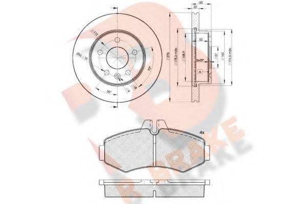 R BRAKE 3R12886380 Комплект гальм, дисковий гальмівний механізм