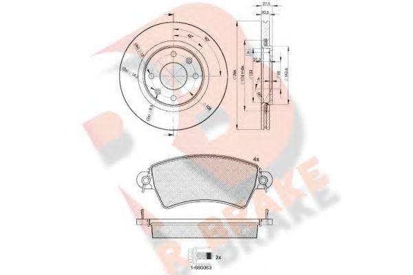 R BRAKE 3R13654697 Комплект гальм, дисковий гальмівний механізм