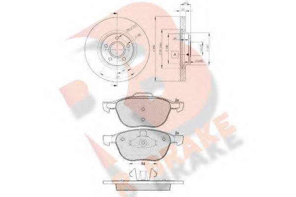 R BRAKE 3R16173937 Комплект гальм, дисковий гальмівний механізм