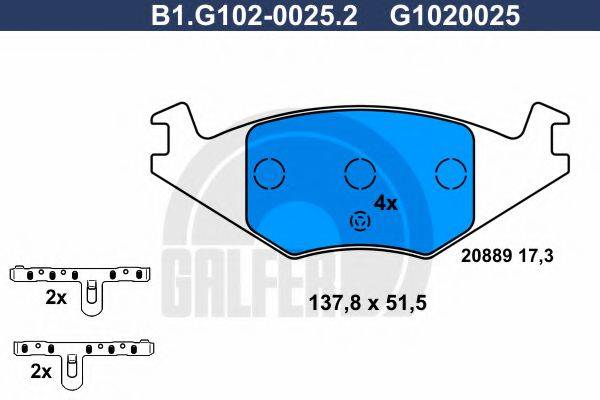 GALFER B1G10200252 Комплект гальмівних колодок, дискове гальмо