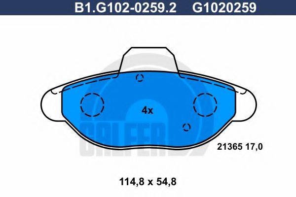 GALFER B1G10202592 Комплект гальмівних колодок, дискове гальмо