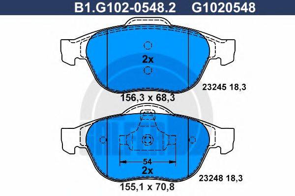 GALFER B1G10205482 Комплект гальмівних колодок, дискове гальмо