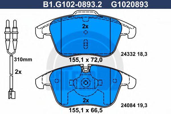 GALFER B1G10208932 Комплект гальмівних колодок, дискове гальмо