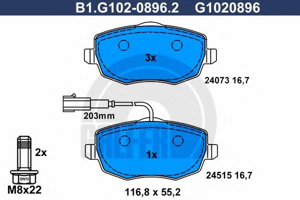 GALFER B1G10208962 Комплект гальмівних колодок, дискове гальмо