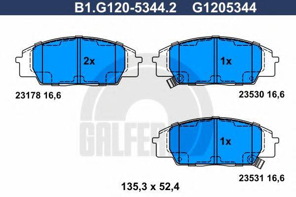 GALFER B1G12053442 Комплект гальмівних колодок, дискове гальмо