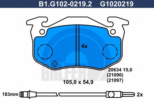 GALFER B1G10202192 Комплект гальмівних колодок, дискове гальмо