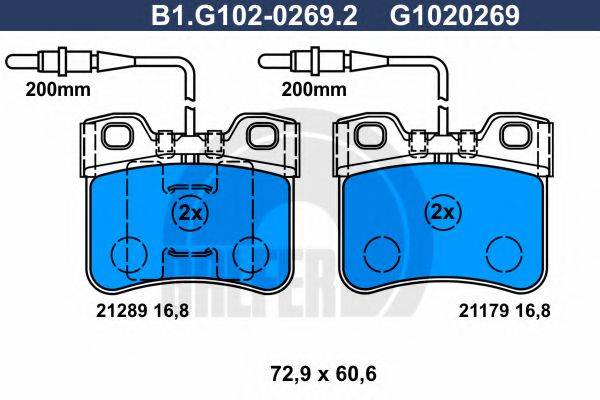 GALFER B1G10202692 Комплект гальмівних колодок, дискове гальмо