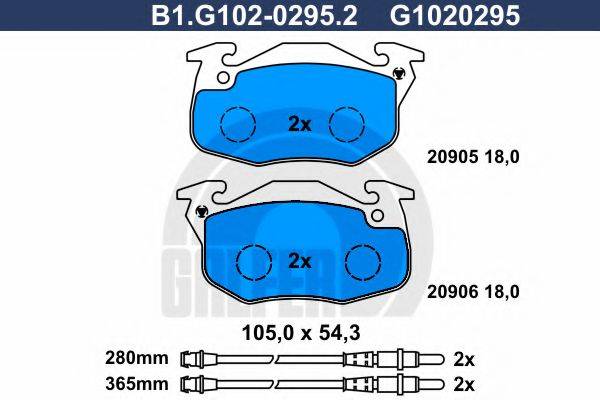 GALFER B1G10202952 Комплект гальмівних колодок, дискове гальмо