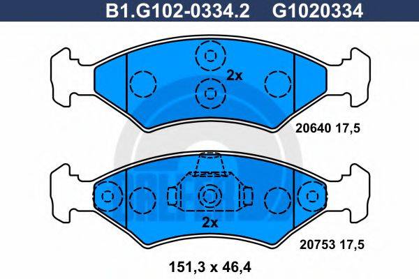 GALFER B1G10203342 Комплект гальмівних колодок, дискове гальмо