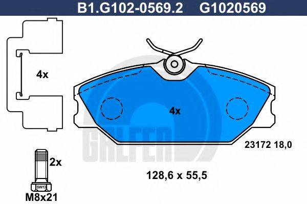 GALFER B1G10205692 Комплект гальмівних колодок, дискове гальмо