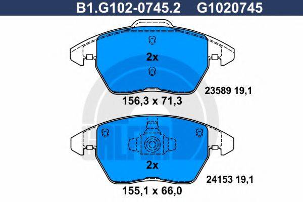 GALFER B1G10207452 Комплект гальмівних колодок, дискове гальмо