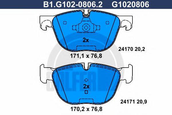 GALFER B1G10208062 Комплект гальмівних колодок, дискове гальмо