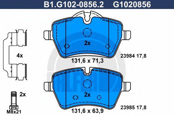 GALFER B1G10208562 Комплект гальмівних колодок, дискове гальмо