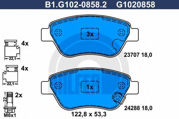 GALFER B1G10208582 Комплект гальмівних колодок, дискове гальмо