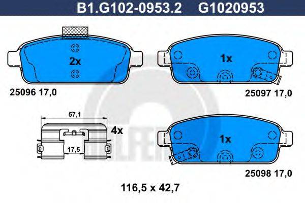 GALFER B1G10209532 Комплект гальмівних колодок, дискове гальмо