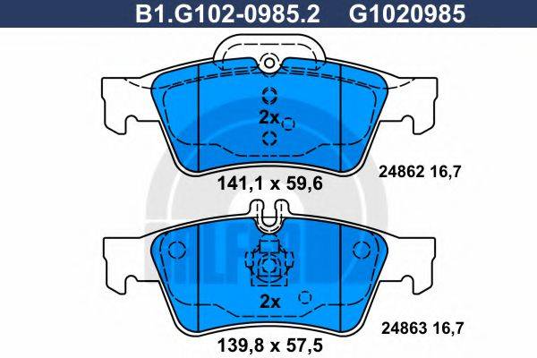 GALFER B1G10209852 Комплект гальмівних колодок, дискове гальмо